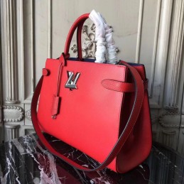 Replica Louis Vuitton Bright Red Textured Twist Tote