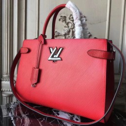 Replica Louis Vuitton Bright Red Textured Twist Tote