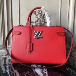 Replica Louis Vuitton Bright Red Textured Twist Tote