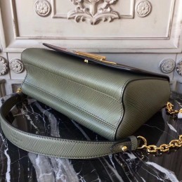 Replica Louis Vuitton Olive Green Textured Twist MM