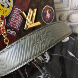 Replica Louis Vuitton Olive Green Textured Twist MM
