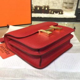 Replica Hermes Red Constance Mini 18 Gold Hardware Bag