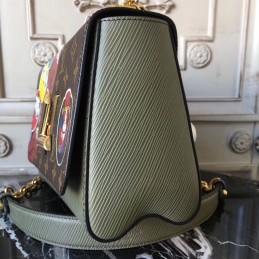 Replica Louis Vuitton Olive Green Textured Twist MM
