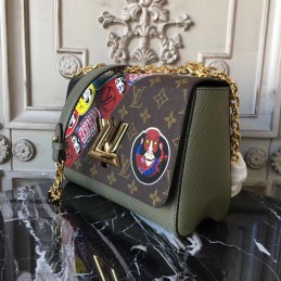 Replica Louis Vuitton Olive Green Textured Twist MM