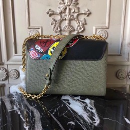 Replica Louis Vuitton Olive Green Textured Twist MM