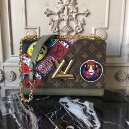 Replica Louis Vuitton Olive Green Textured Twist MM