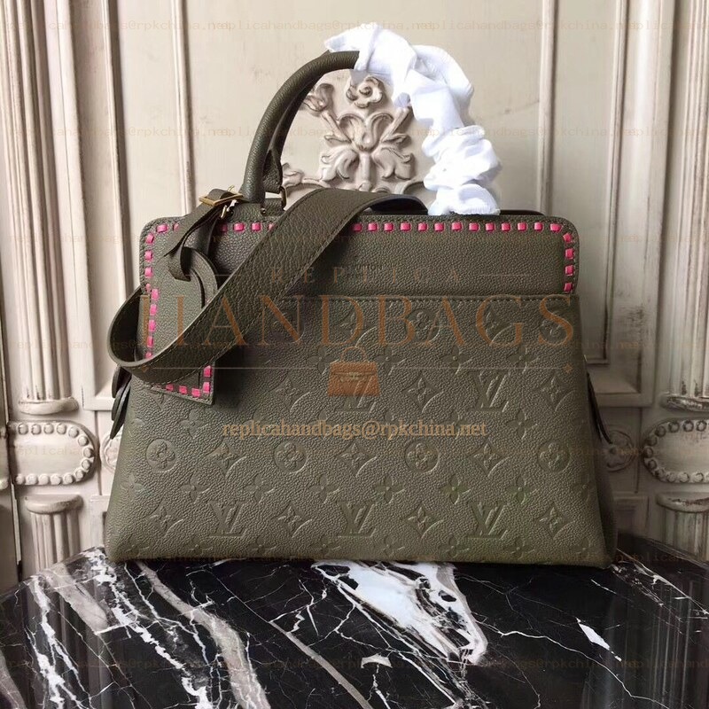 Replica Louis Vuitton Olive Green Embossed Monogram Vosges MM