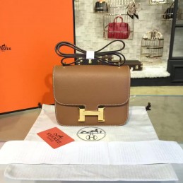 Replica Hermes Taupe Constance Mini 18 Gold Hardware Bag