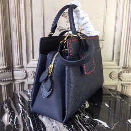 Replica Louis Vuitton Navy Blue Embossed Monogram Vosges MM
