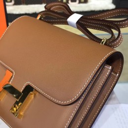 Replica Hermes Taupe Constance Mini 18 Gold Hardware Bag