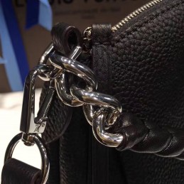 Replica Louis Vuitton Black Textured Babylone Chain BB