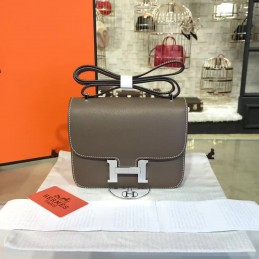 Replica Hermes Gray Constance Mini 18 Palladium Hardware Bag