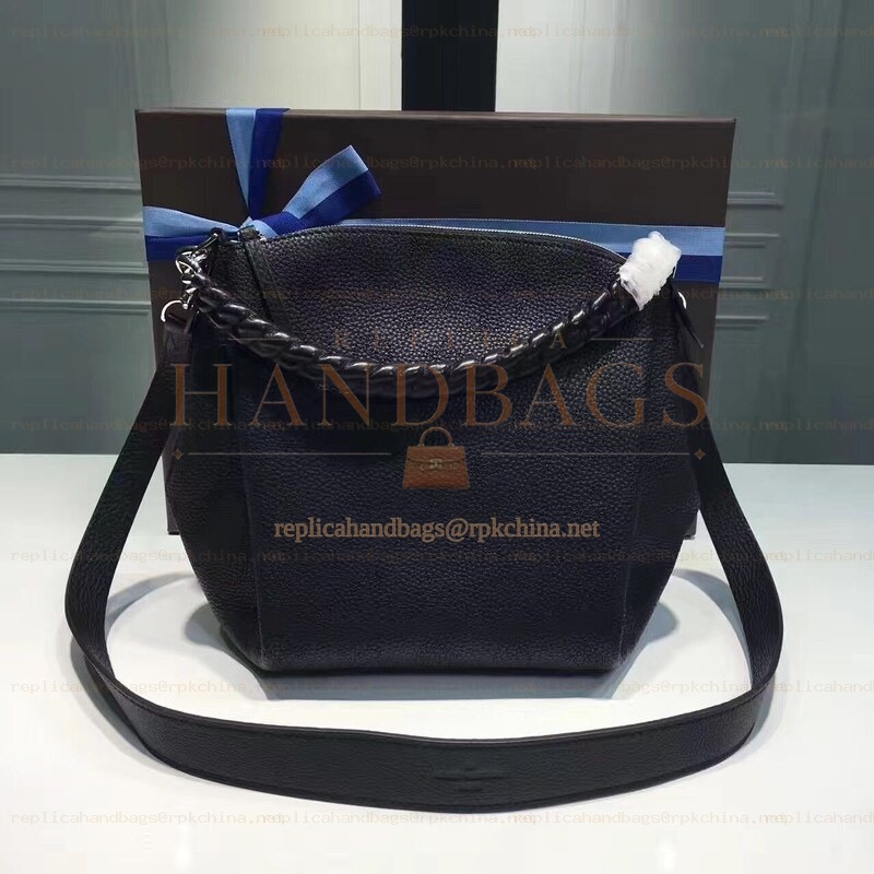 Replica Louis Vuitton Black Textured Babylone Chain BB