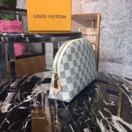 Replica Louis Vuitton White Damier Azur Cosmetic Pouch