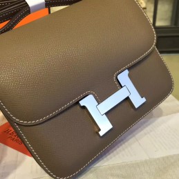Replica Hermes Gray Constance Mini 18 Palladium Hardware Bag