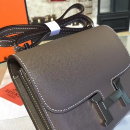 Replica Hermes Gray Constance Mini 18 Palladium Hardware Bag