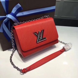 Replica Louis Vuitton Red Textured Twist MM