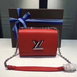 Replica Louis Vuitton Red Textured Twist MM