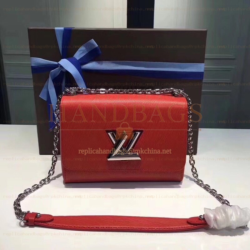 Replica Louis Vuitton Red Textured Twist MM