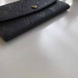 Replica Louis Vuitton Black Embossed Monogram Emilie Wallet