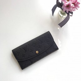 Replica Louis Vuitton Black Embossed Monogram Emilie Wallet