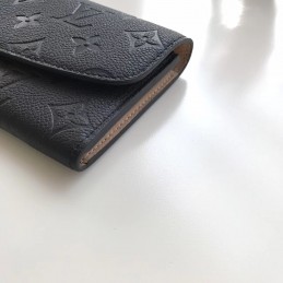 Replica Louis Vuitton Black Embossed Monogram Emilie Wallet