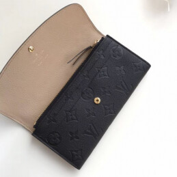 Replica Louis Vuitton Black Embossed Monogram Emilie Wallet