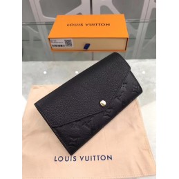 Replica Louis Vuitton Black Embossed Monogram Sarah Wallet