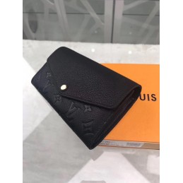 Replica Louis Vuitton Black Embossed Monogram Sarah Wallet