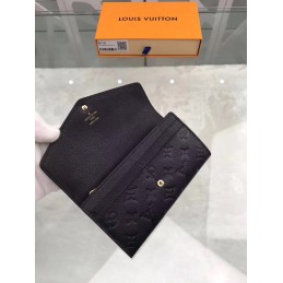 Replica Louis Vuitton Black Embossed Monogram Sarah Wallet