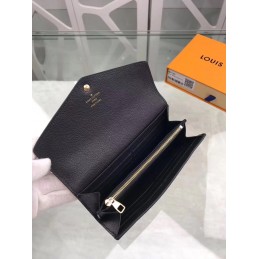 Replica Louis Vuitton Black Embossed Monogram Sarah Wallet