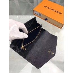 Replica Louis Vuitton Black Embossed Monogram Sarah Wallet