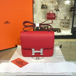 Replica Hermes Red Constance Mini 18 Palladium Hardware Bag