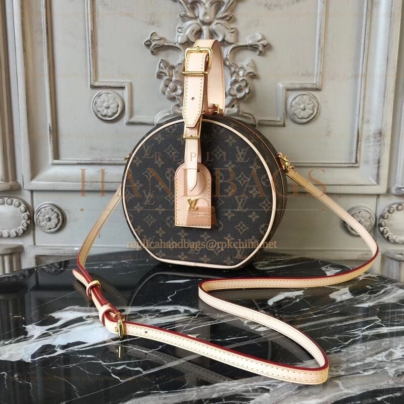 Replica Louis Vuitton Brown Monogram Beige Strap Boite Chapeau Souple