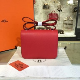 Replica Hermes Red Constance Mini 18 Palladium Hardware Bag