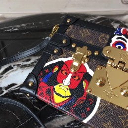 Replica Louis Vuitton Black Multicolor Graphic Petite Malle - Style 3