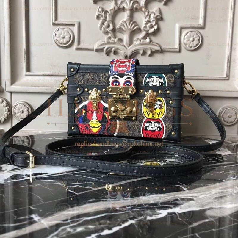 Replica Louis Vuitton Black Multicolor Graphic Petite Malle - Style 3