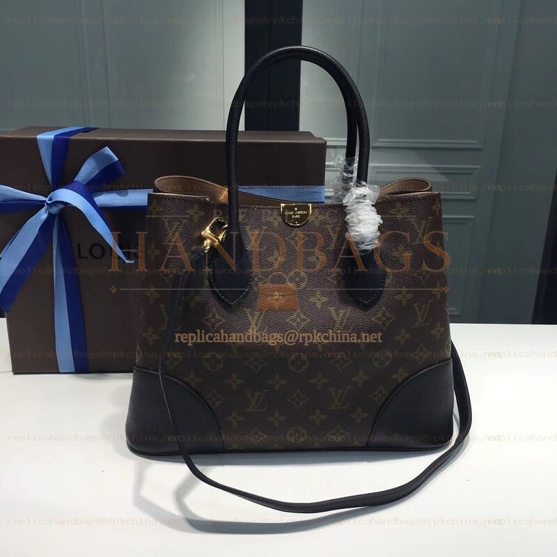 Replica Louis Vuitton Brown Monogram Black Trim Flandrin