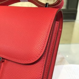 Replica Hermes Red Constance Mini 18 Palladium Hardware Bag