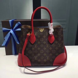 Replica Louis Vuitton Brown Monogram Red Trim Flandrin