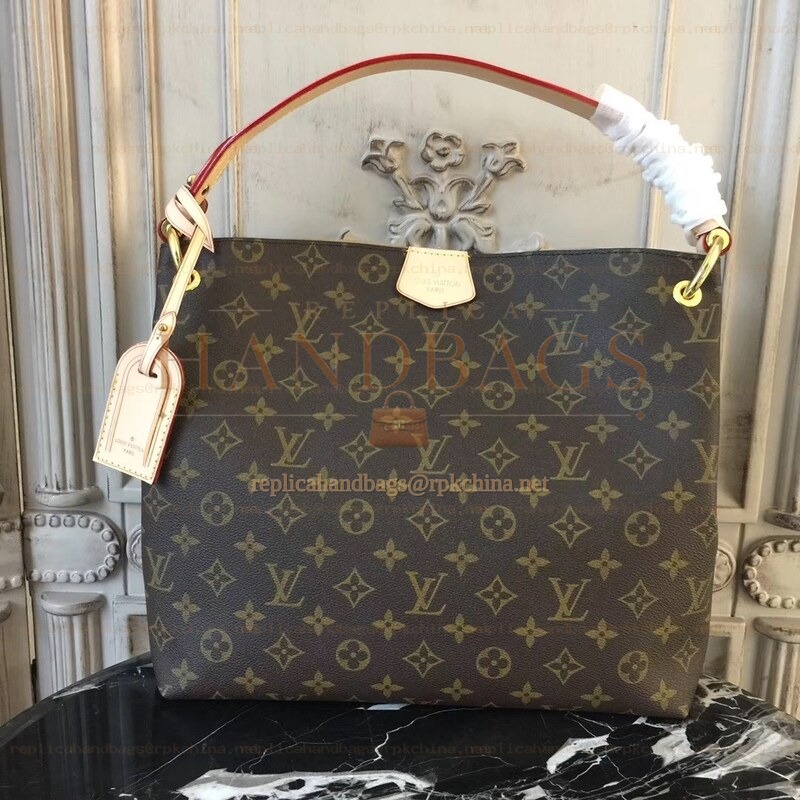 Replica Louis Vuitton Brown Monogram Beige Trim Graceful PM