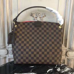 Replica Louis Vuitton Brown Damier Ebene Black Trim Graceful PM