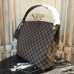 Replica Louis Vuitton Brown Damier Ebene Black Trim Graceful PM