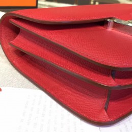 Replica Hermes Red Constance Mini 18 Palladium Hardware Bag