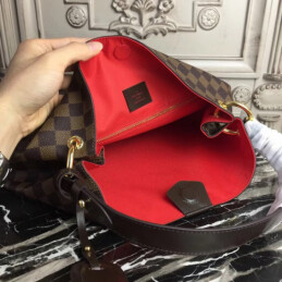 Replica Louis Vuitton Brown Damier Ebene Black Trim Graceful PM