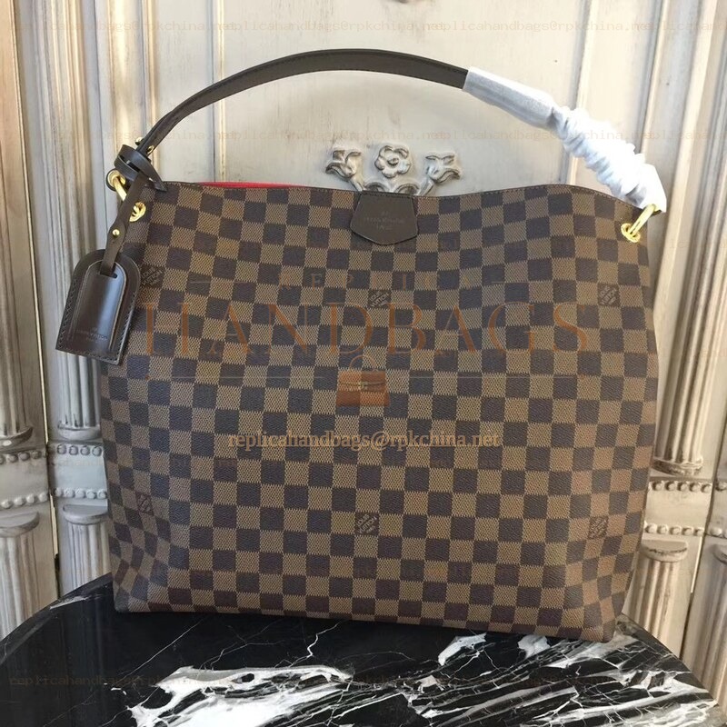 Replica Louis Vuitton Brown Damier Ebene Beige Trim Graceful MM