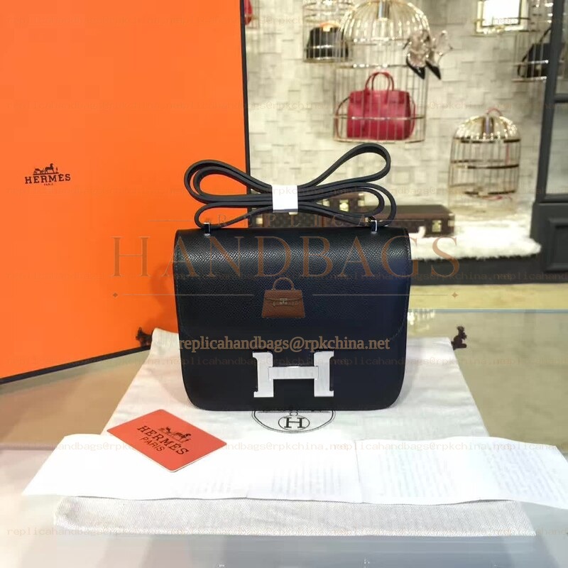 Replica Hermes Black Constance Mini 18 Palladium Hardware Bag