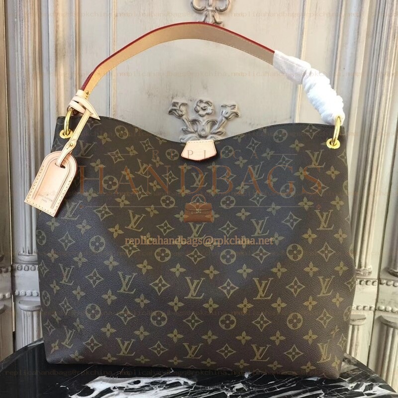 Replica Louis Vuitton Brown Monogram Beige Trim Graceful MM
