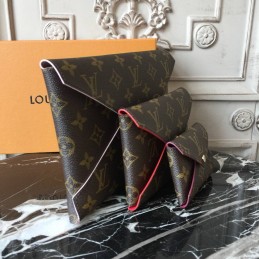 Replica Louis Vuitton Brown Monogram Pink Red Kirigami Pochette