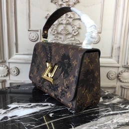 Replica Louis Vuitton Black Floral Embossed Twist MM